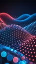 Dynamic digital background featuring a 3D grid with undulating surfaces in blue and red hues Royalty Free Stock Photo