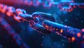 Dynamic Digital Blockchain Concept Visualized with Glowing Interlocking Metallic Links Against a Dark Abstract Background Royalty Free Stock Photo