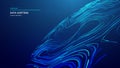 Dynamic digital contour lines flowing across a blue background for technology representation