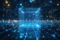 Dynamic digital cube animation virtual space 3d art futuristic environment high-tech viewpoint Royalty Free Stock Photo