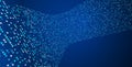 Dynamic digital data stream background with flowing arrows. Abstract blue tech pattern of light, energy particles. Modern AI wave Royalty Free Stock Photo