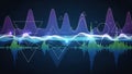 Dynamic Digital Data Visualization with Sound Waves and Geometric Shapes Royalty Free Stock Photo