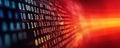dynamic digital display with glowing red and yellow binary numbers represents the flow of data. Royalty Free Stock Photo