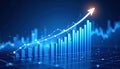 Dynamic Digital Graph Chart with Upward Trend and Data Analytics Visualization Royalty Free Stock Photo