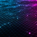 Dynamic digital grid landscape showcasing a network of interconnected lines and Royalty Free Stock Photo