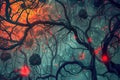 A dynamic digital illustration of the nervous system, showcasing neurons firing
