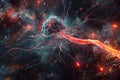 A dynamic digital illustration of the nervous system, showcasing neurons firing