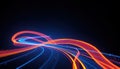 Dynamic digital roadmap visualizes organizational change. Abstract tech lines intertwined. Colorful tech lines represent digital