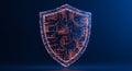 Dynamic digital shield symbolizes cybersecurity and data protection with glowing circuits Royalty Free Stock Photo