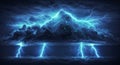 Dynamic digital storm unleashes powerful blue lightning through stormy clouds with data rain Royalty Free Stock Photo