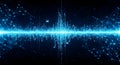 Futuristic AI soundwave visualization with dynamic blue light and network connections for modern technology projects Royalty Free Stock Photo