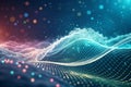 Dynamic digital wave with dots and particles Royalty Free Stock Photo