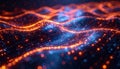Dynamic Digital Waveform Abstract Background Featuring Glowing Orange and Blue Particle Fields Creating an Energetic and High Royalty Free Stock Photo