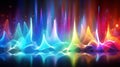 Dynamic digital waveforms with glowing colors, representing abstract technology and futuristic design in a vibrant background Royalty Free Stock Photo