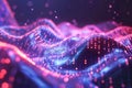 Dynamic digital waves with glowing blue and pink particles, representing modern technology and connectivity. Royalty Free Stock Photo