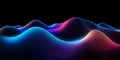 Dynamic Digital Waves In Neon Color. Abstract Neon Light Waves In Dark Space. Wavy Lines on Black Background. Generative Royalty Free Stock Photo