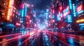 Dynamic Dimensions focus on, eclectic media mix, high-energy, multlayer, cyberpunk backdrop