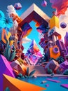 Dynamic Dimensions: A Fusion of 2D and 3D Art