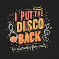 A dynamic disco back design features vibrant, postcard