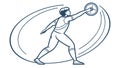 Dynamic Discus Thrower Athlete in Action, vector design Generative AI Royalty Free Stock Photo