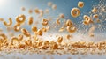 A dynamic display of cereal pieces in mid-air, showcasing texture and motion Royalty Free Stock Photo
