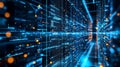 A dynamic display of a futuristic digital data stream, illustrating the concept of high speed information flow
