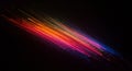 A dynamic display of multicolored light streaks on a black background. The