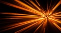 Dynamic display of orange light streaks radiating outward from a central point