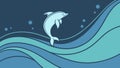 Dynamic Dolphin Jumping in Ocean Waves, vector design Generative AI Royalty Free Stock Photo