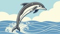 Dynamic Dolphin Leaping from Ocean Vector, vector design Generative AI Royalty Free Stock Photo