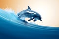 Dynamic Dolphin with Surfer\'s Board Portrait. Generative AI illustration Royalty Free Stock Photo