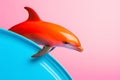 Dynamic Dolphin with Surfer\'s Board Portrait. Generative AI illustration Royalty Free Stock Photo