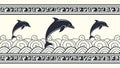 Dynamic Dolphin Wave Pattern Border - Ocean Movement, vector design Generative AI Royalty Free Stock Photo