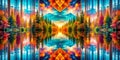 Dynamic Double Exposure Digital Art Vertical Lines Intertwined with Explosive Color