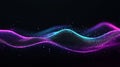 Abstract Green and Purple Technology Waves With Flow of Particles on Black Background