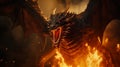 Dynamic Dragon In Cinematic Fire: Unreal Engine 5 Artwork