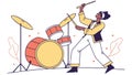 Dynamic Drummer in Action, Creating Rhythmic Sounds, vector design Generative AI Royalty Free Stock Photo