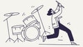 Dynamic Drummer in Action Male Vector Illustration, vector design Generative AI Royalty Free Stock Photo