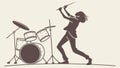 Dynamic Drummer Silhouette, Powerfully Playing a Full Drum Kit Live, vector design Generative AI Royalty Free Stock Photo