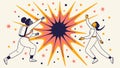 Dynamic Duo Creating Exploding Starburst Impact, vector design Generative AI Royalty Free Stock Photo