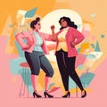 Dynamic Duo: Plus-Size Manager and Tiny Assistant in a Cartoon Art Style Collab