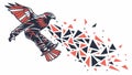 Dynamic Eagle Exploding into Geometric Shapes Vector, vector design Generative AI Royalty Free Stock Photo