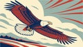 Dynamic Eagle with Patriotic Stripes, Freedom Icon Vector, Generative AI Royalty Free Stock Photo