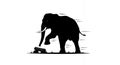 Dynamic Elephant Silhouette Stepping Over Obstacles Royalty Free Stock Photo