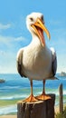 Dynamic Encounter: A Seagull\'s Closeup at the Hearthstone Stump Royalty Free Stock Photo