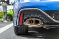 Exhilarating Emissions Sport Car Exhaust Pipe Close-Up