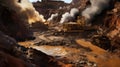 the dynamic essence of open-pit mining showcasing explosive works, to emphasize the controlled force and power involved