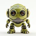 Dynamic And Exaggerated Green Robot With Big Eyes - 3d Render