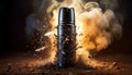 Dynamic Explosion Behind a Sleek Deodorant Bottle: Power and Freshness Unleashed