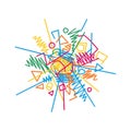 Vibrant abstract geometric scribble art burst of colorful lines shapes and patterns Royalty Free Stock Photo
